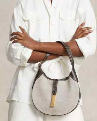 Polo RALPH LAUREN Polo ID Canvas + Leather Small Shoulder Bag Moon