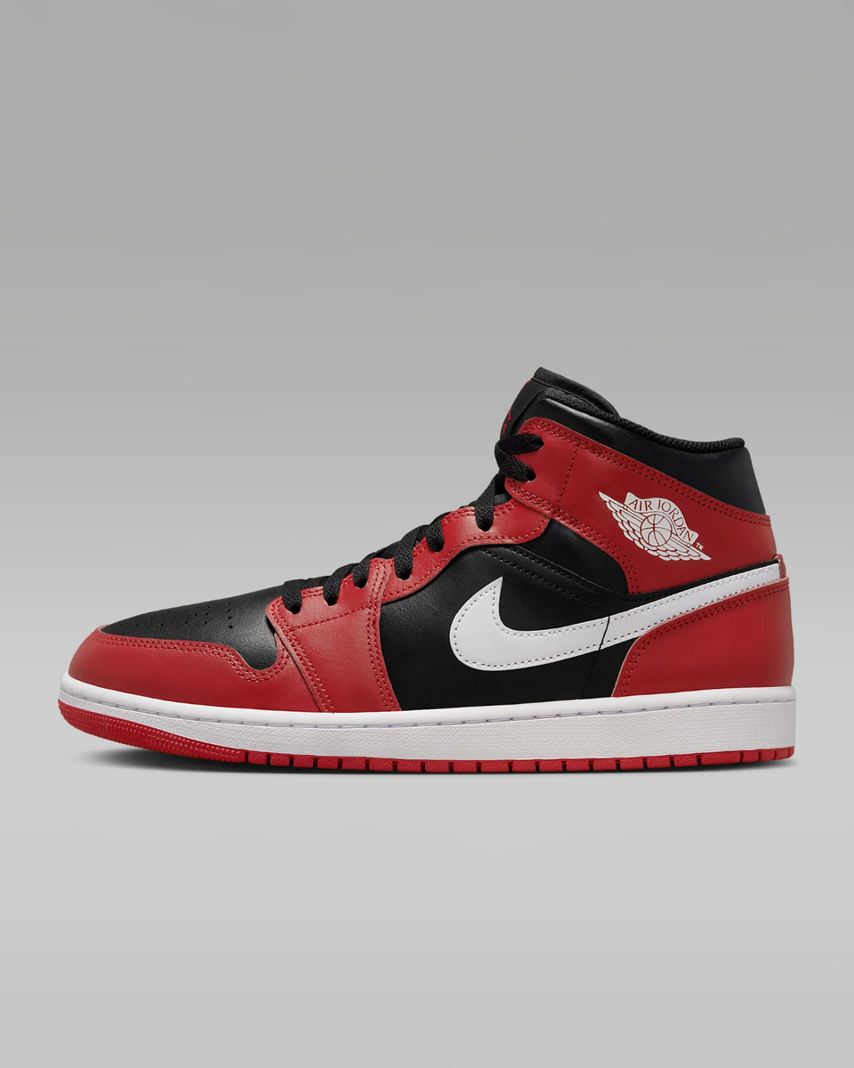 Nike Air Jordan 1 Mid DQ8426-061 Black Gym Red White Men's Shoes
