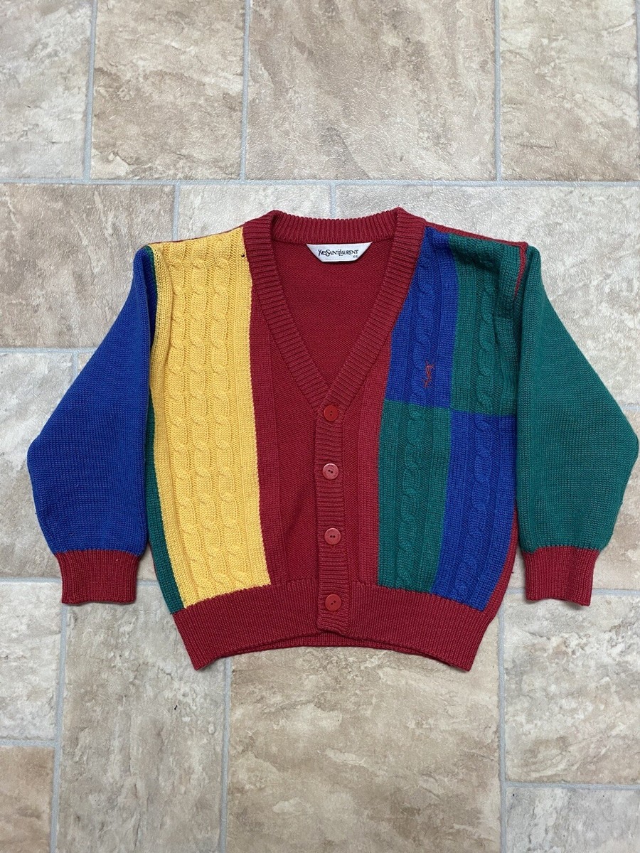 Vintage YSL 90s Yves Saint Laurent Boy MultiColor Knit Sweater