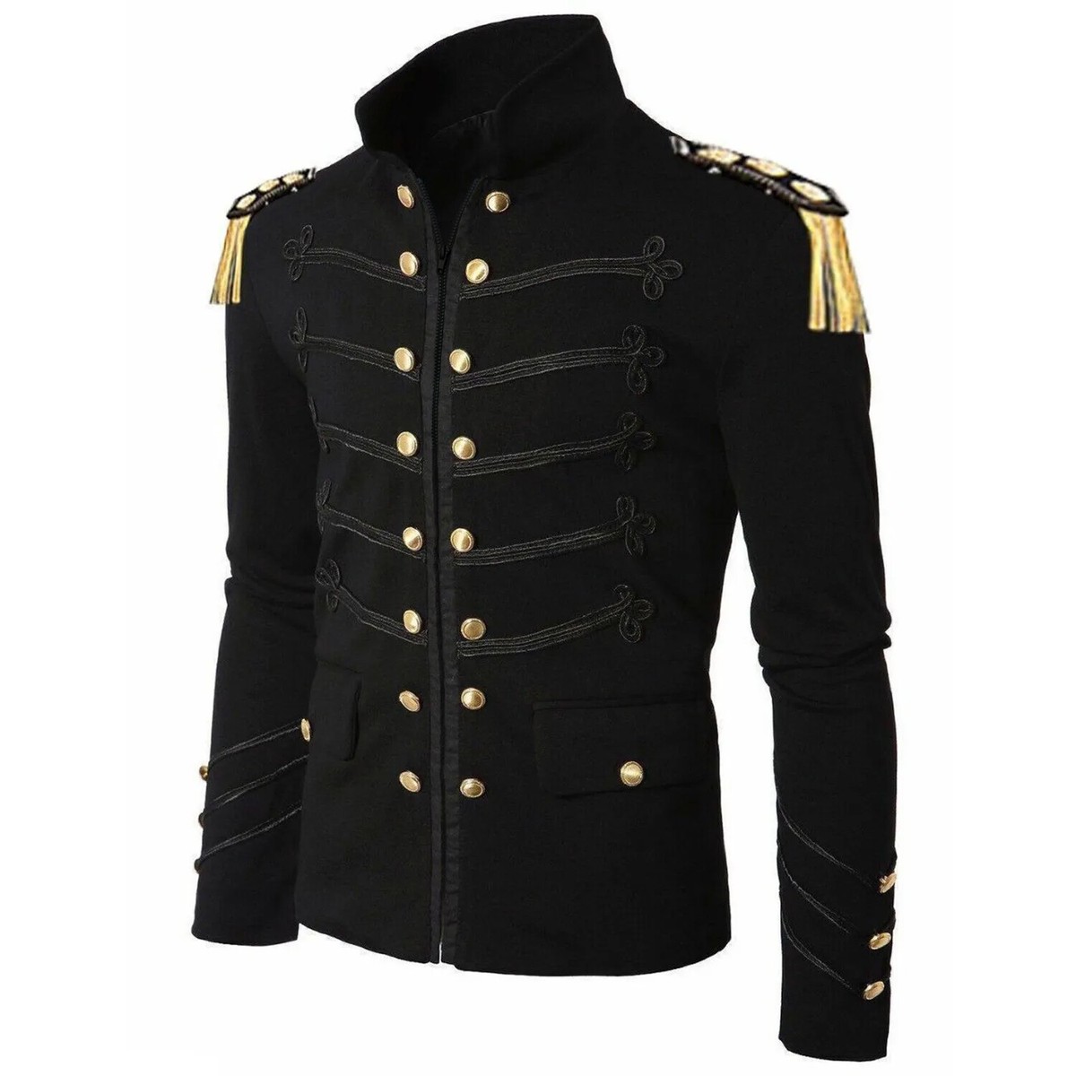 MILITARY NAPOLEON JACKET IN BLACK WITH MATCHING BRAIDING AND