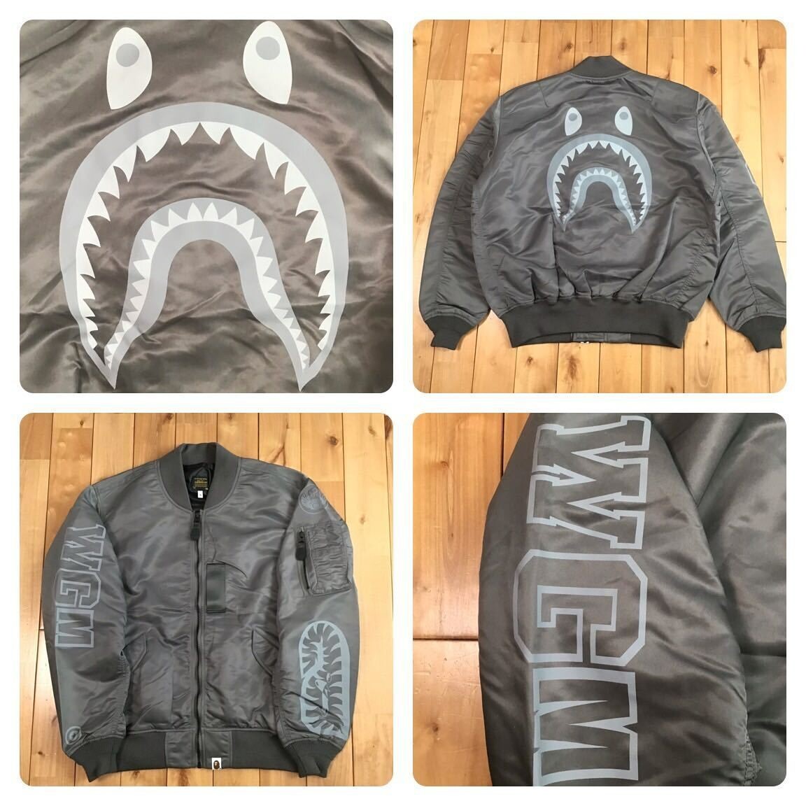 BAPE SHARK MA-1 bomber jacket gray A Bathing Ape Size S | eBay