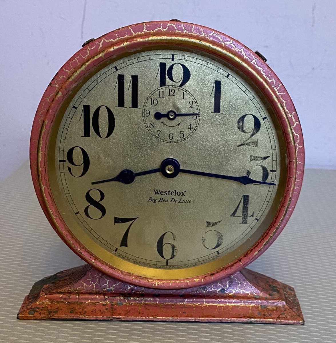 1927 Antique Westclox Big Ben De Luxe Alarm Clock Pink Rose Gold