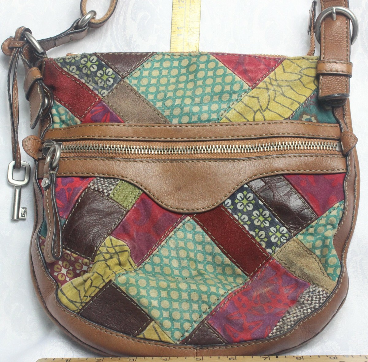 Fossil Patchwork & Leather Crossbody Bag | eBay