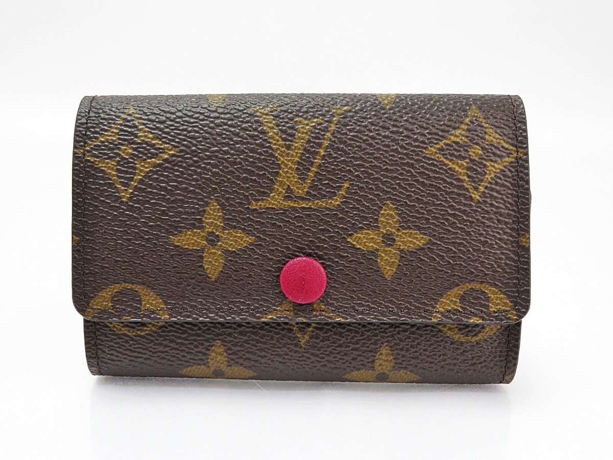 Authentic LOUIS VUITTON 6 Key Ring Monogram Canvas Key Holder Case