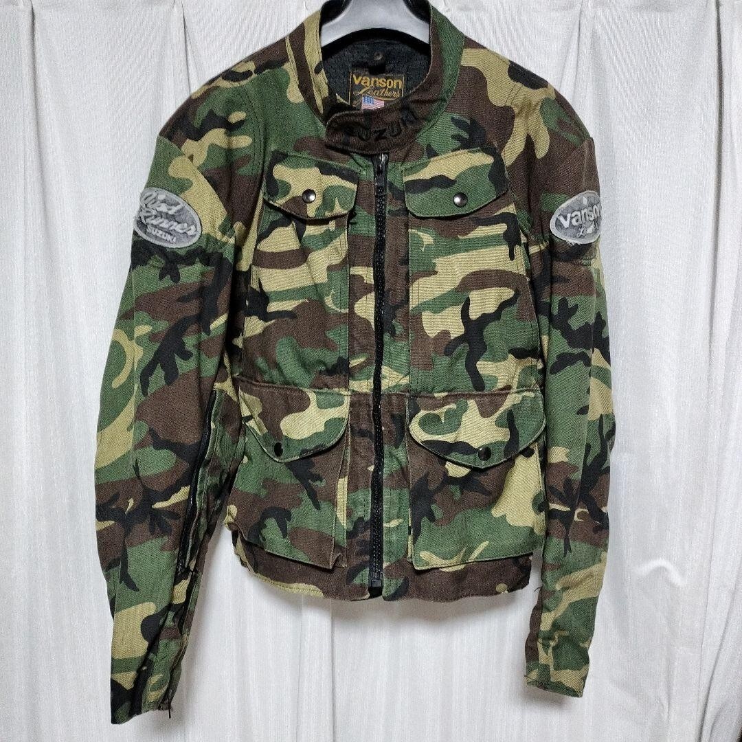 VANSON x SUZUKI Mens Camouflage Single Riders Jacket Size M