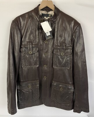 Roberto Cavalli Just Cavalli Brown Leather Men's Jacket Size 52 | eBay