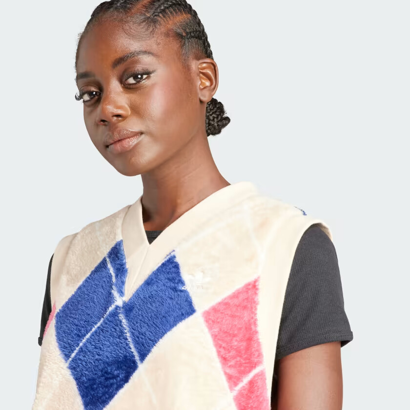 adidas Originals Women's Argyle Fluffy Trefoil V-Neck Vest II5635