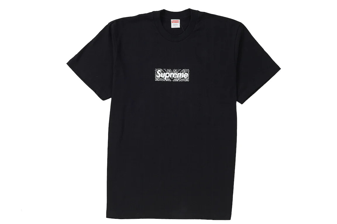 NEW Supreme Bandana Box Logo Tee Black T Shirt FW19 Size M Medium