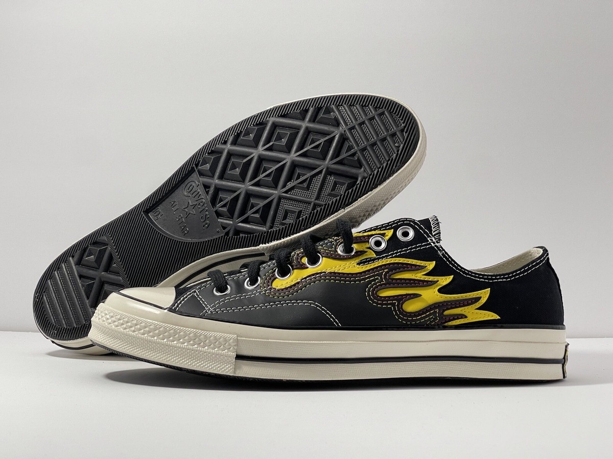 Converse Chuck 70 Low Black Flame Men Size 10.5 Causal Shoe Black