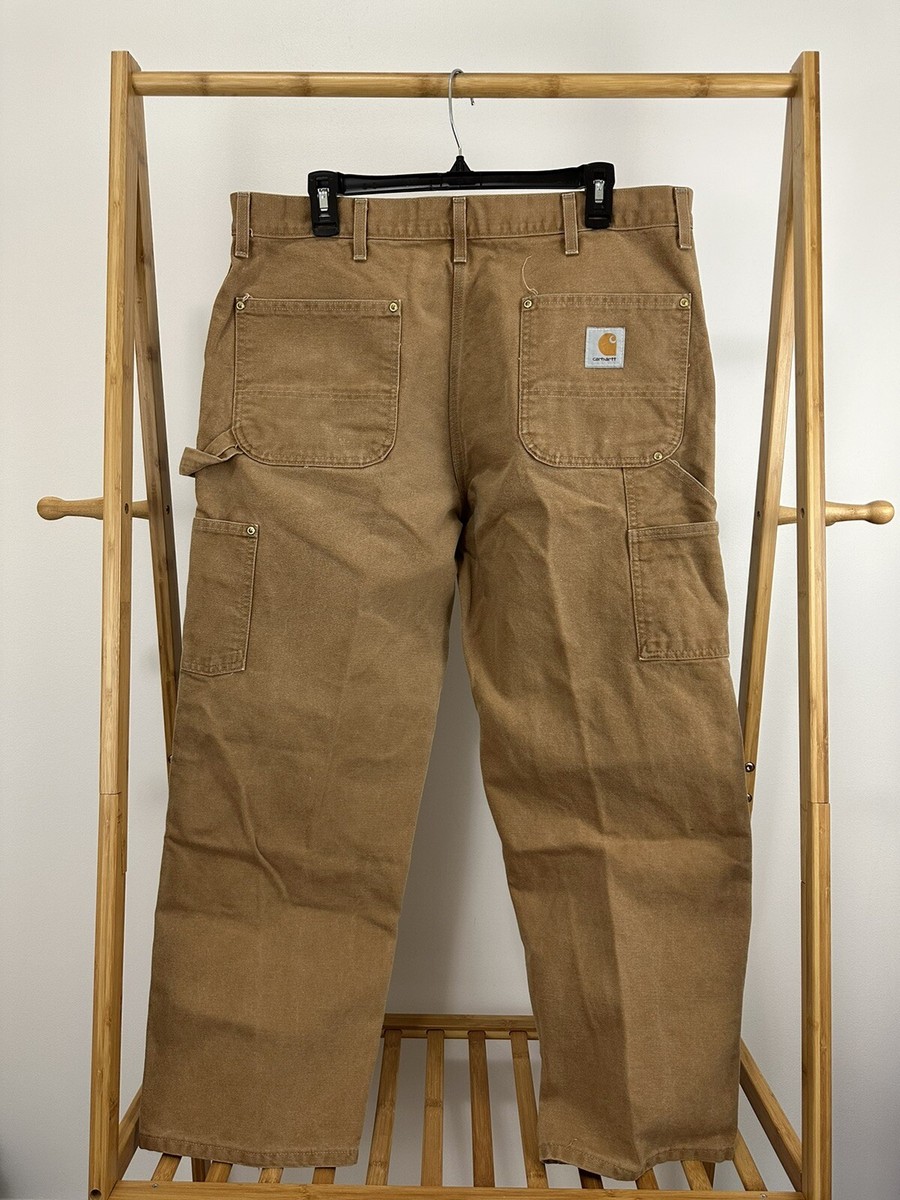 VTG 80s Carhartt Double Knee Brown Canvas WIP Workwear Pants Size