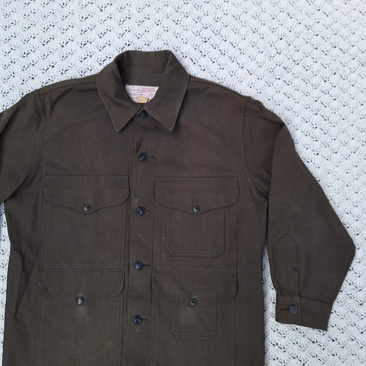 Vtg C.C Filson Wool Forestry Cloth Cruiser Jacket Coat Green