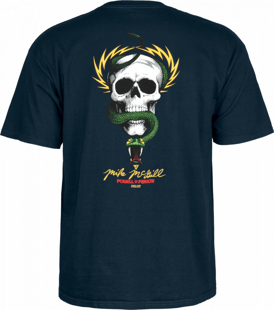 Powell Peralta Mike McGill SKULL AND SNAKE Skateboard T Shirt NAVY