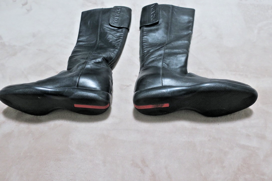 PRADA SPORT 90s Archive Long Boots Black Leather Size 36 | eBay