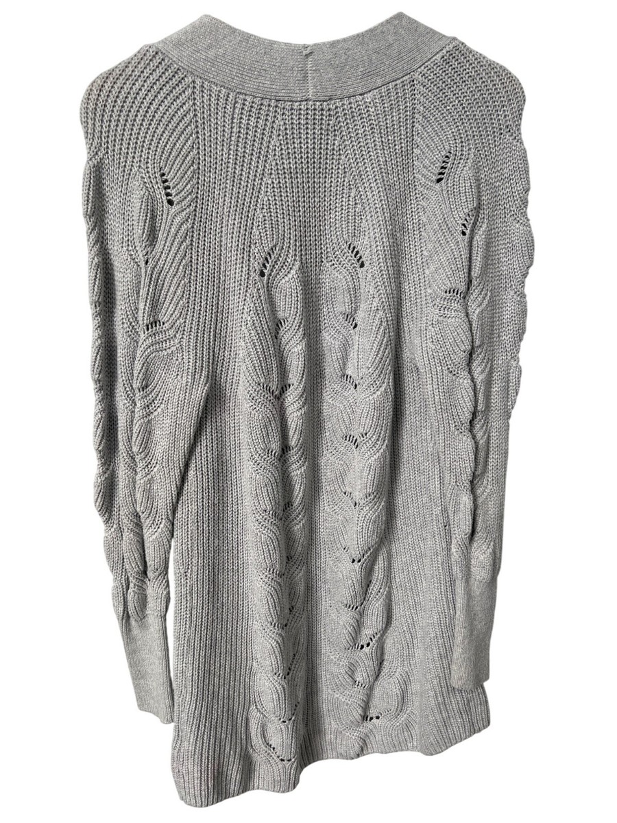 Express Cable Knit Open Front Cardigan Sweater Womens S Gray Cozy