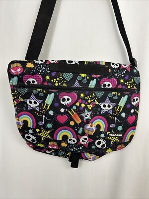 Yak Pak Messenger Bag Skull Rainbows Hearts Popsicles Black and