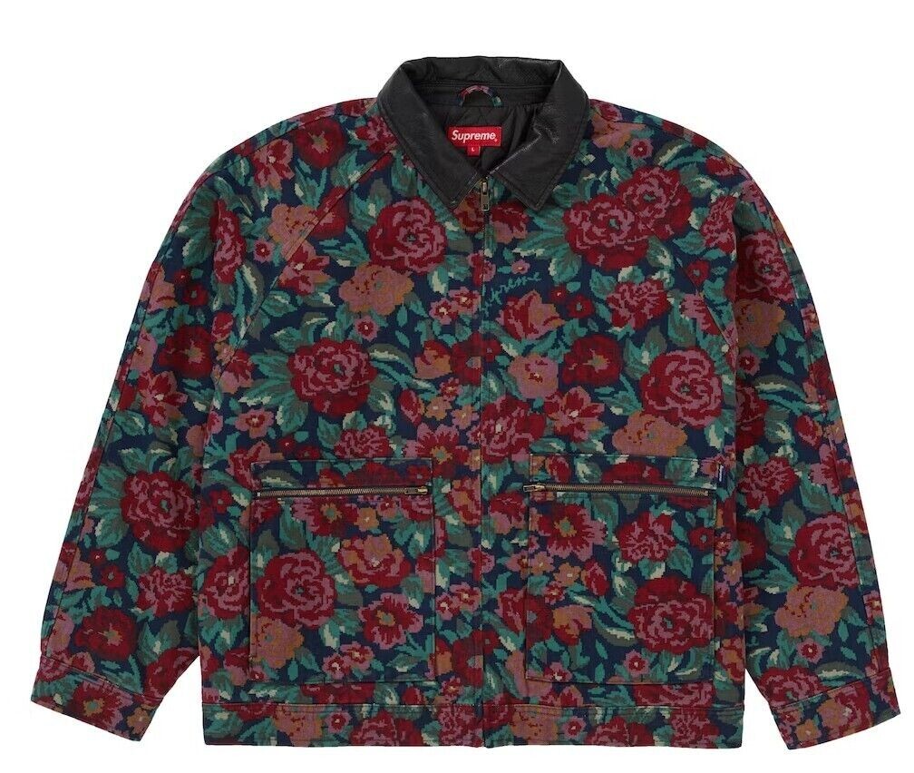 Supreme Leather Collar Work Jacket (Digi Floral) FW 20 Large Brand