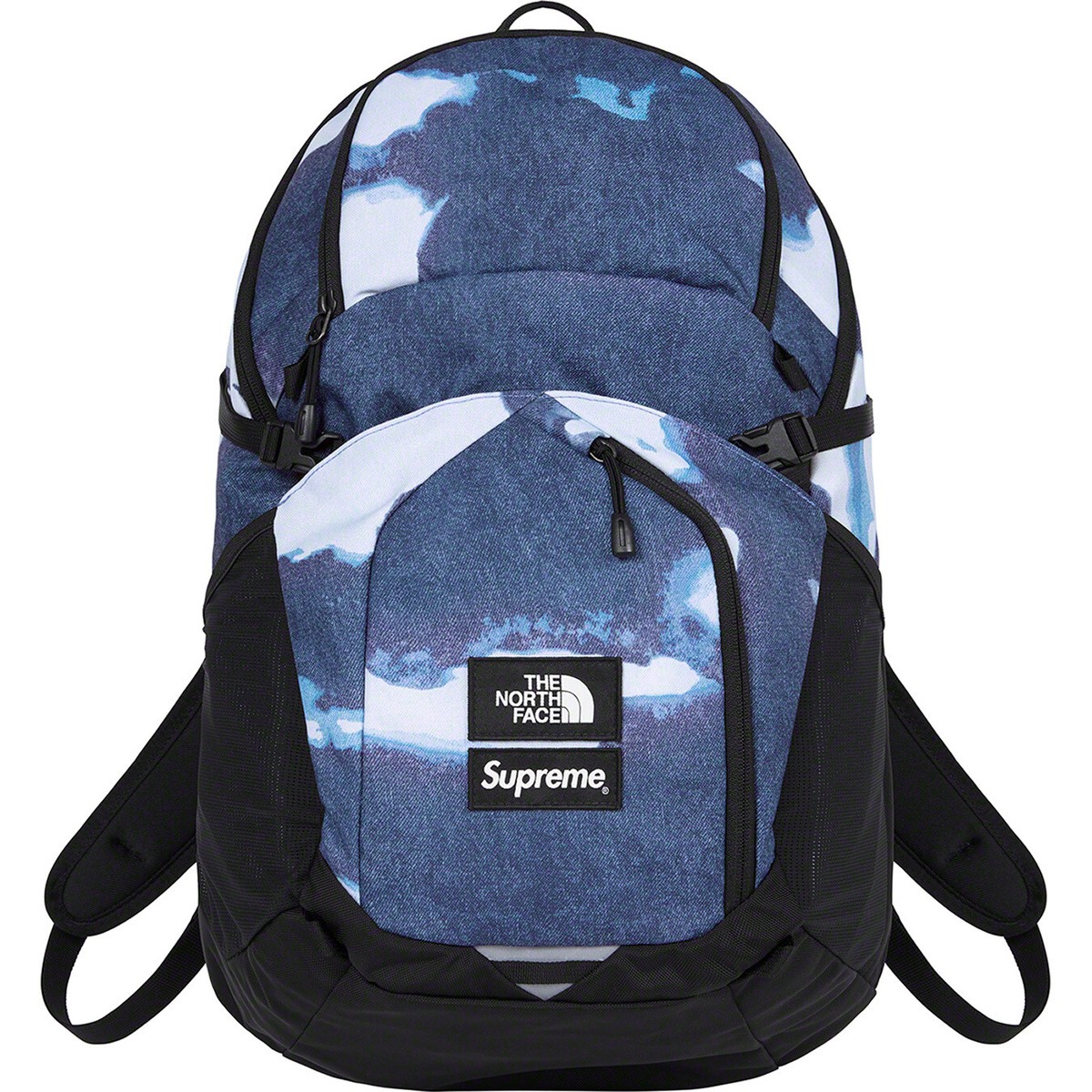 SUPREME X THE NORTH FACE BLEACHED DENIM PRINT POCONO BACKPACK