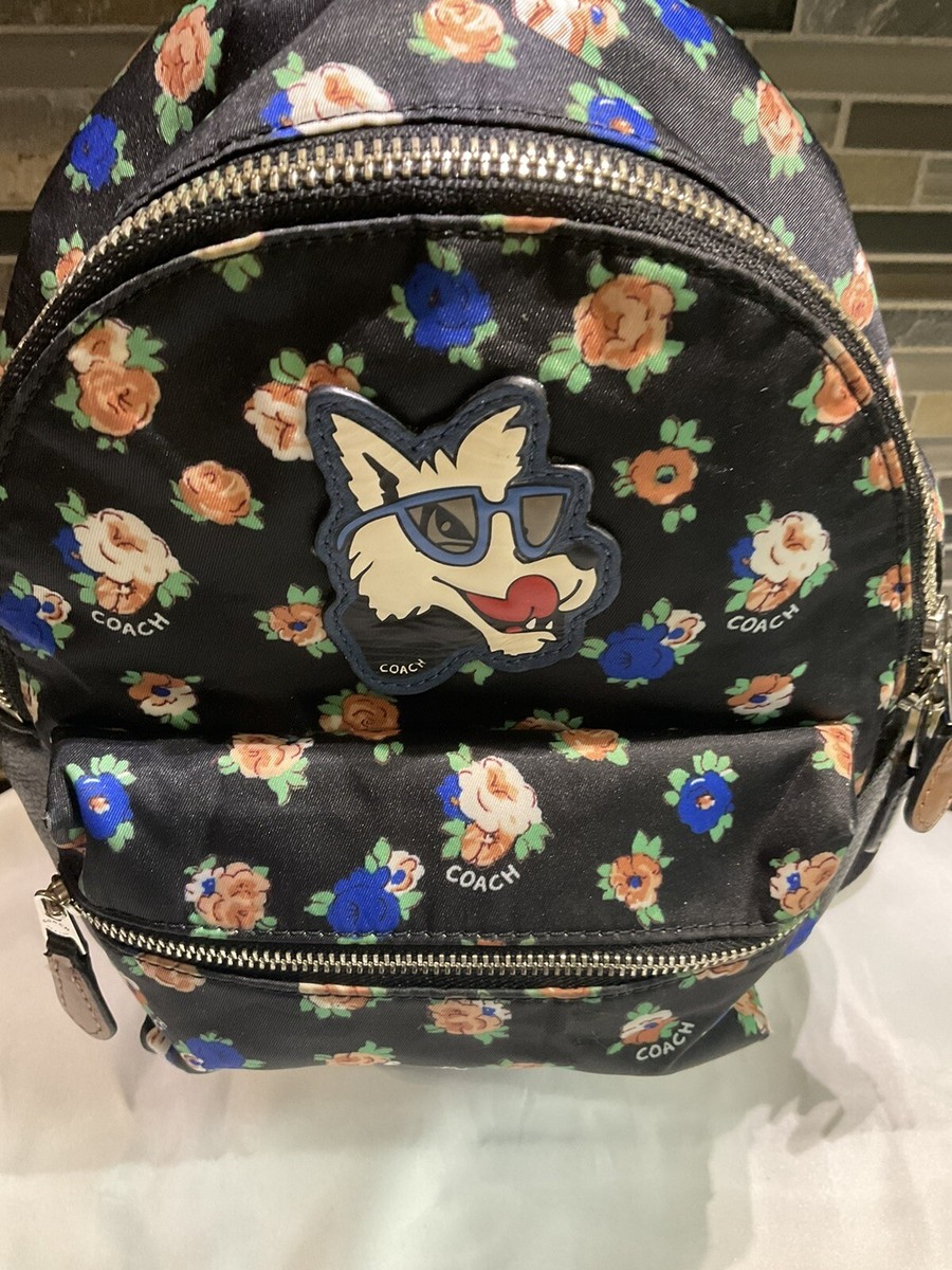 Coach Mini Charlie Tea Rose Floral Print Nylon Backpack 57636 | eBay