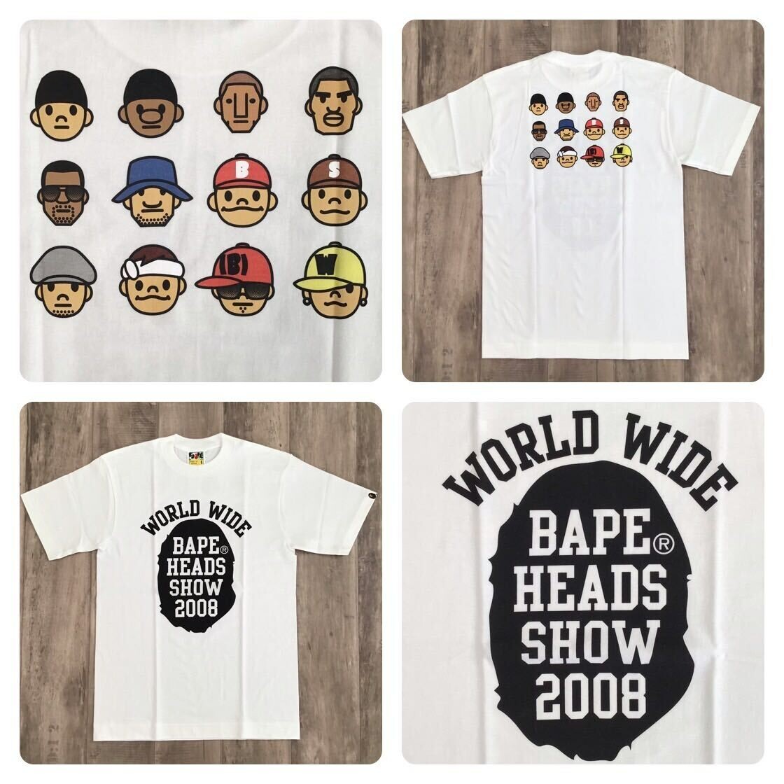 2008 BAPE HEADS SHOW T-shirt Kanye Pharrell NIGO NERD A Bathing