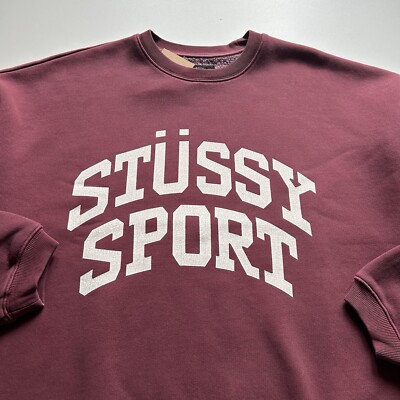 Stussy Sport Big Crackle Graphic Pullover Crewneck Boxy Mens