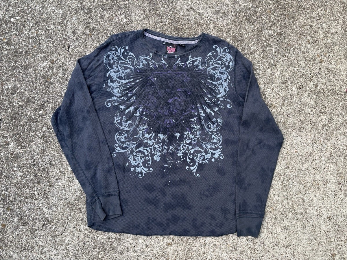 Vintage Point Zero Y2K Thermal T Shirt Mens M Crewneck Long Sleeve