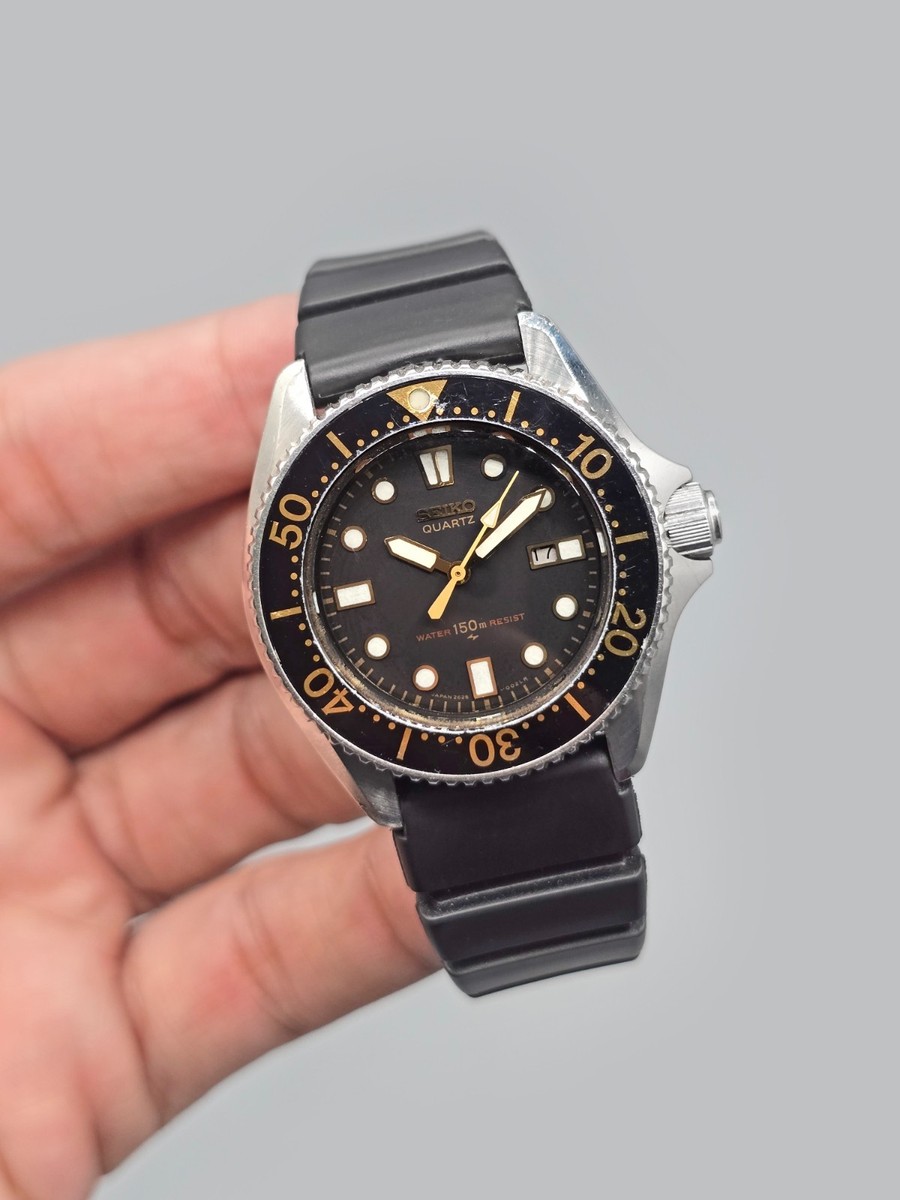Vintage Seiko 2625-0010 Diver Quartz 150m Small Black Dial Japan