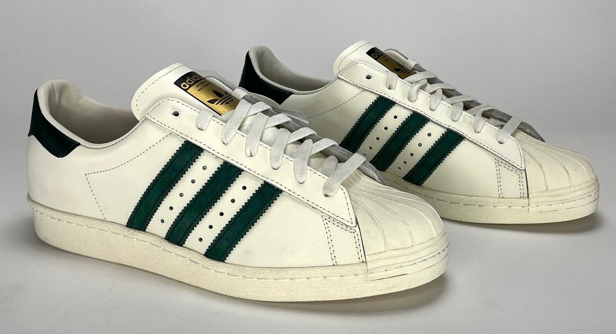 ADIDAS 80s SUPERSTAR DLX SHELL TOE SNEAKERS SHOES WHITE/GREEN 11