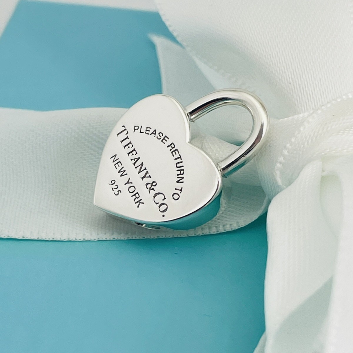 Please Return to Tiffany Heart Charm Padlock Lock or Pendant in