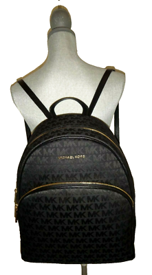 MICHAEL KORS Women's Abbey MK Signature LARGE Backpack Black