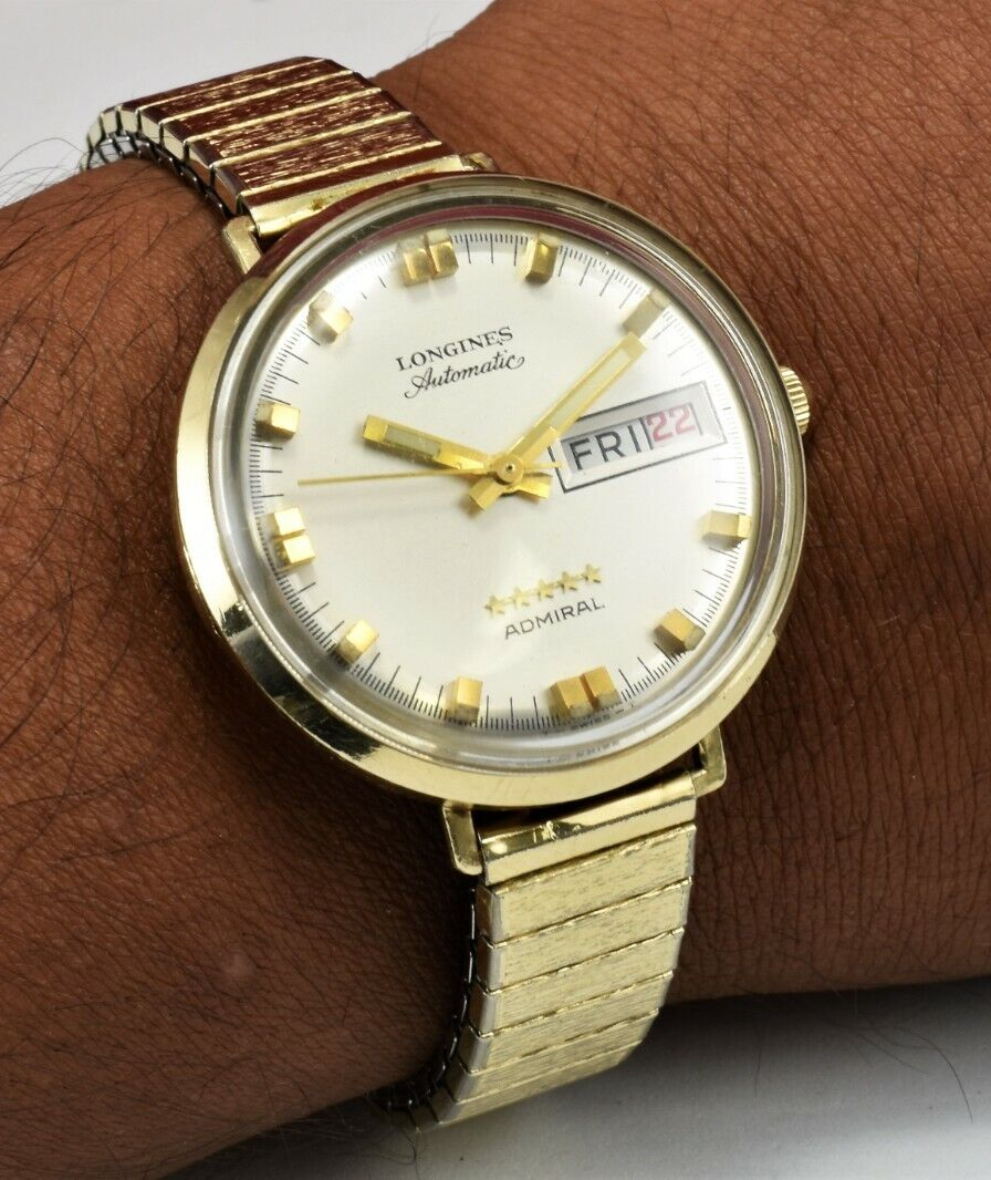 LONGINES Automatic 5 Star Admiral 10K Gold Filled Men Watch Day