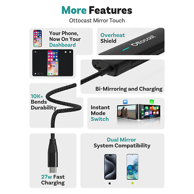 Ottocast Mirror Touch Wireless CarPlay Adapter Bidirectional