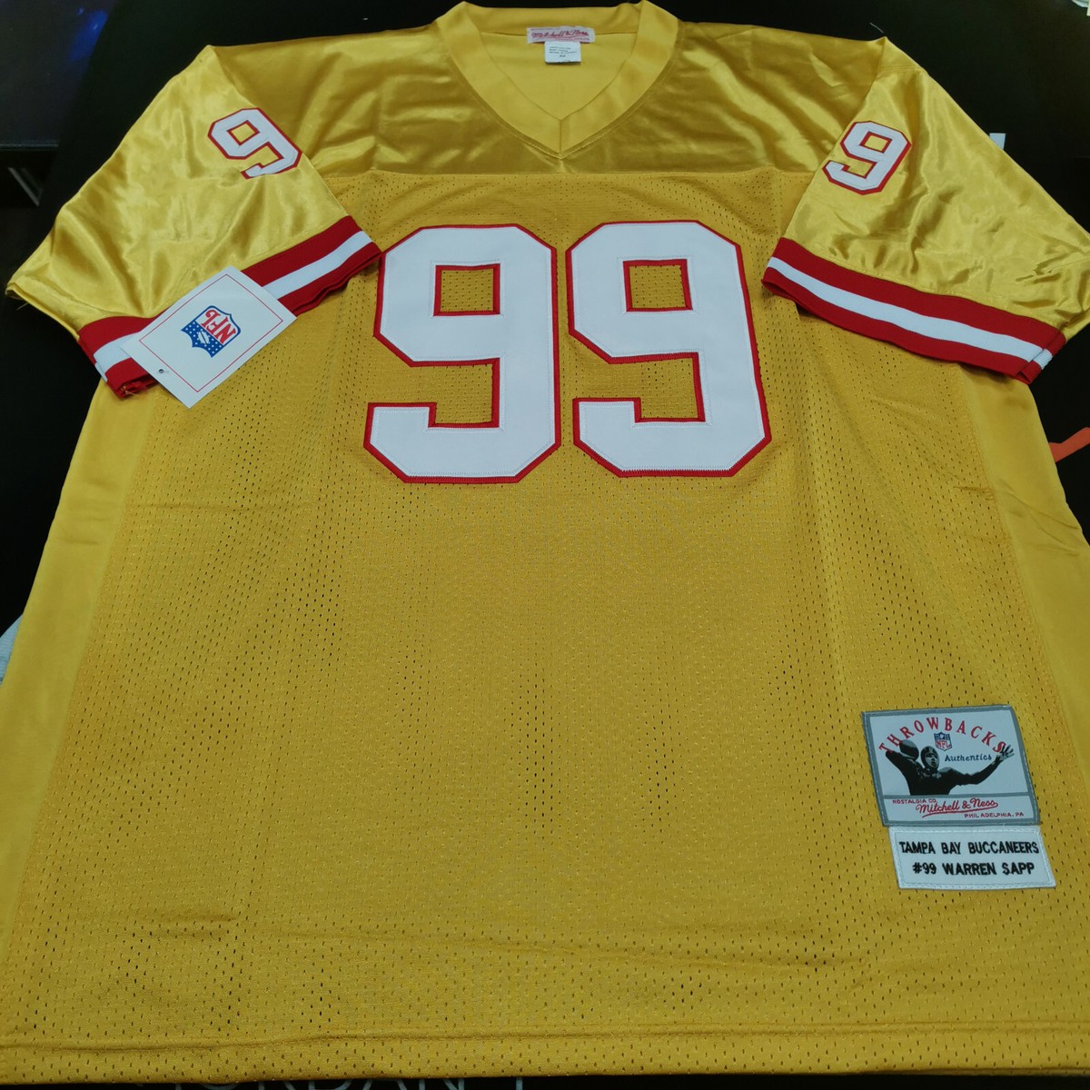 Vintage Warren Sapp #99 Buccaneers Throwback Yellow Stitched