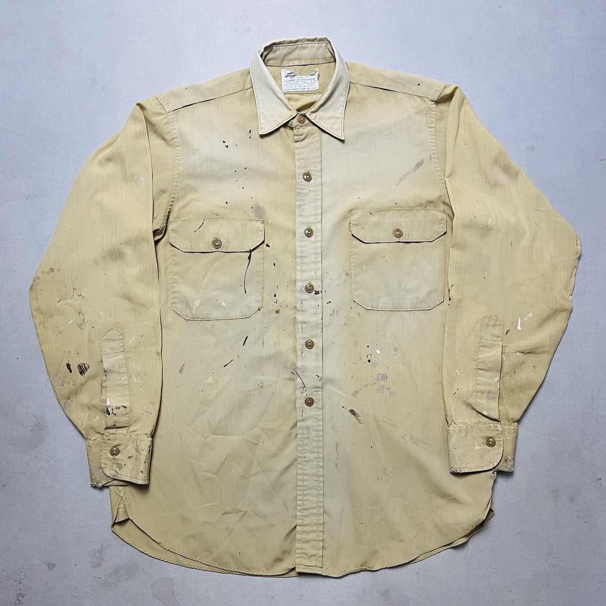 Vintage 50s Hercules Sears Button Up Work Shirt Paint Thrashed