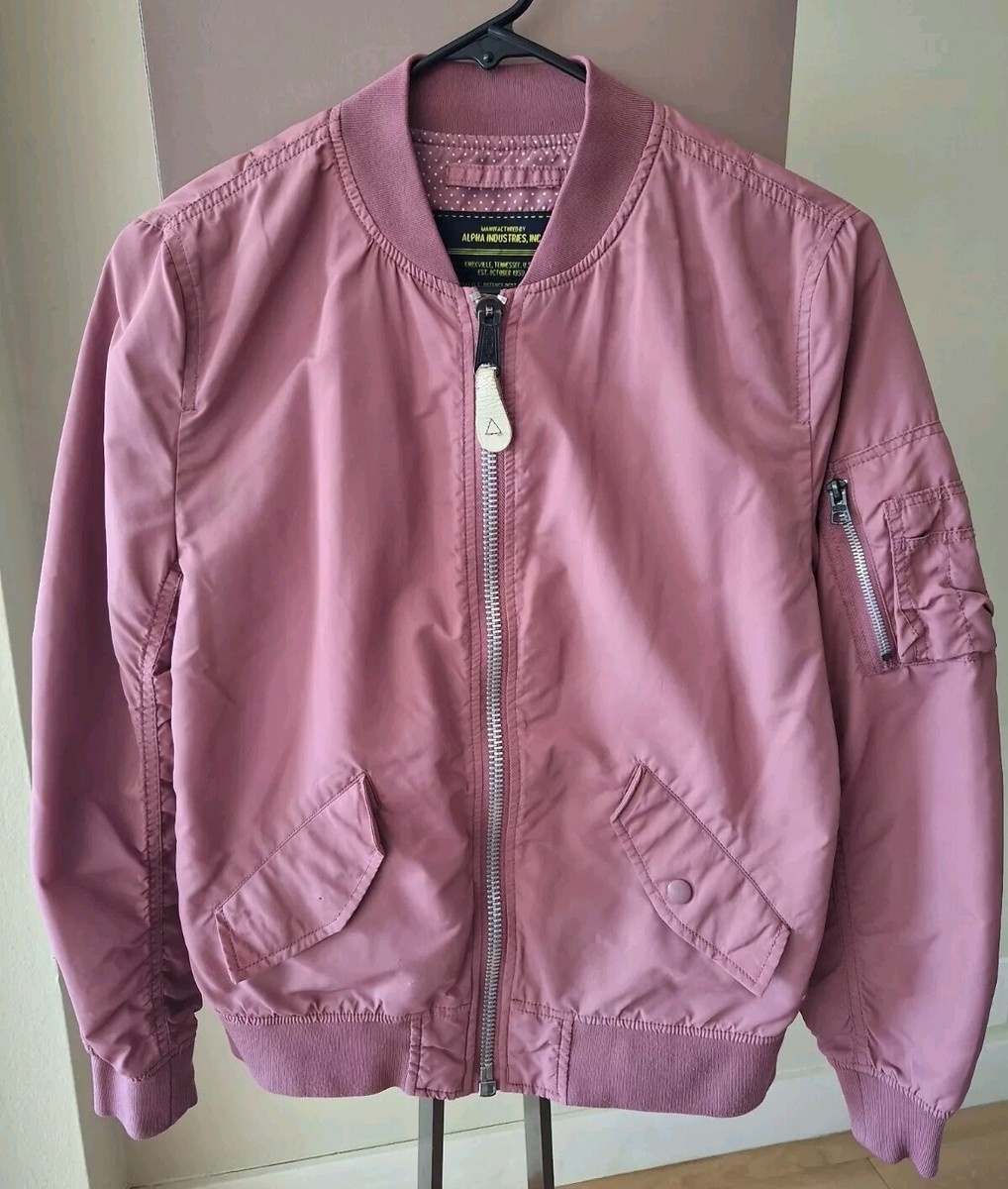 Alpha Industries Jacket Womens Xsmall Pink Full Zip Bomber