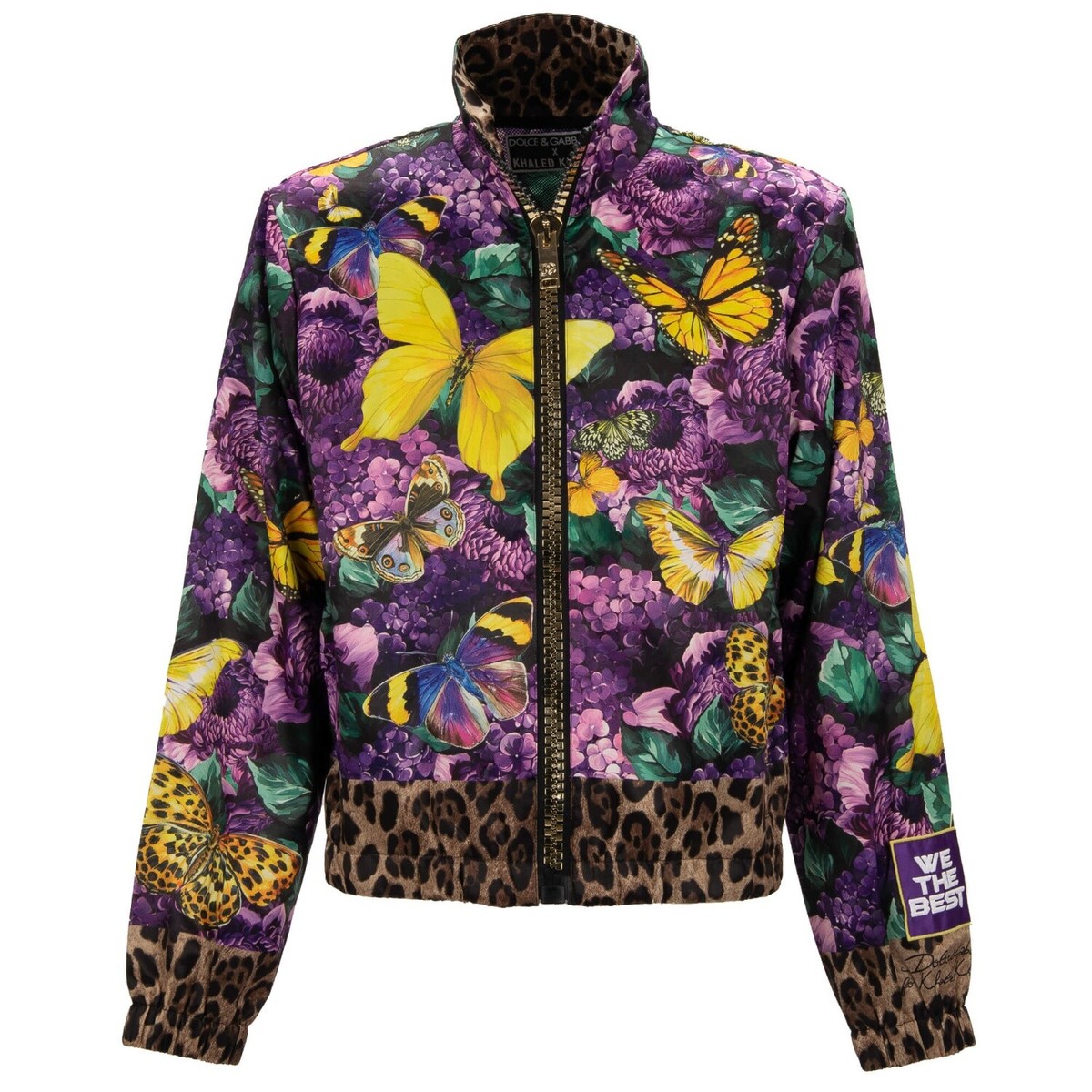 DOLCE & GABBANA x DJ KHALED Butterfly Leopard Satin Jacket Purple