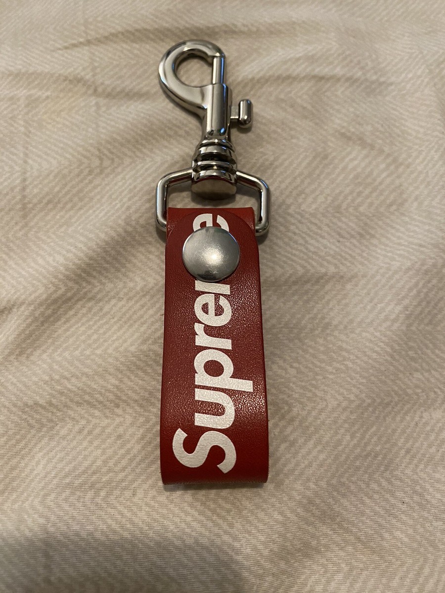 Supreme Logo Red Leather Key loop FW21 | eBay
