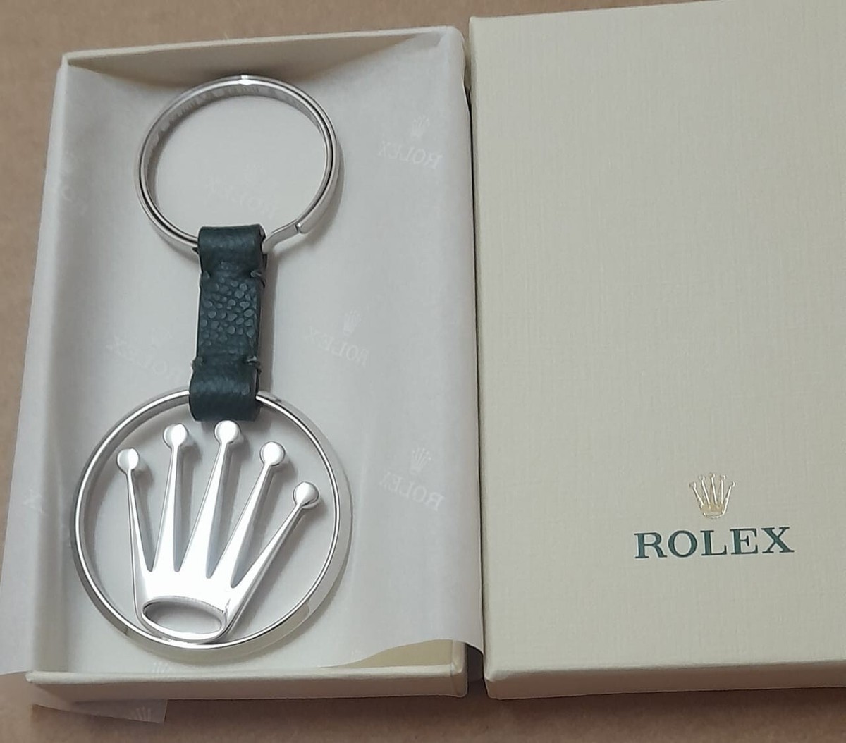 Rolex keychain novelty Silver crown logo 3D Pink Green or Blue