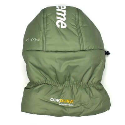 NWT Supreme NY Cordura Olive Puffer Big Logo Balaclava Hat Men's