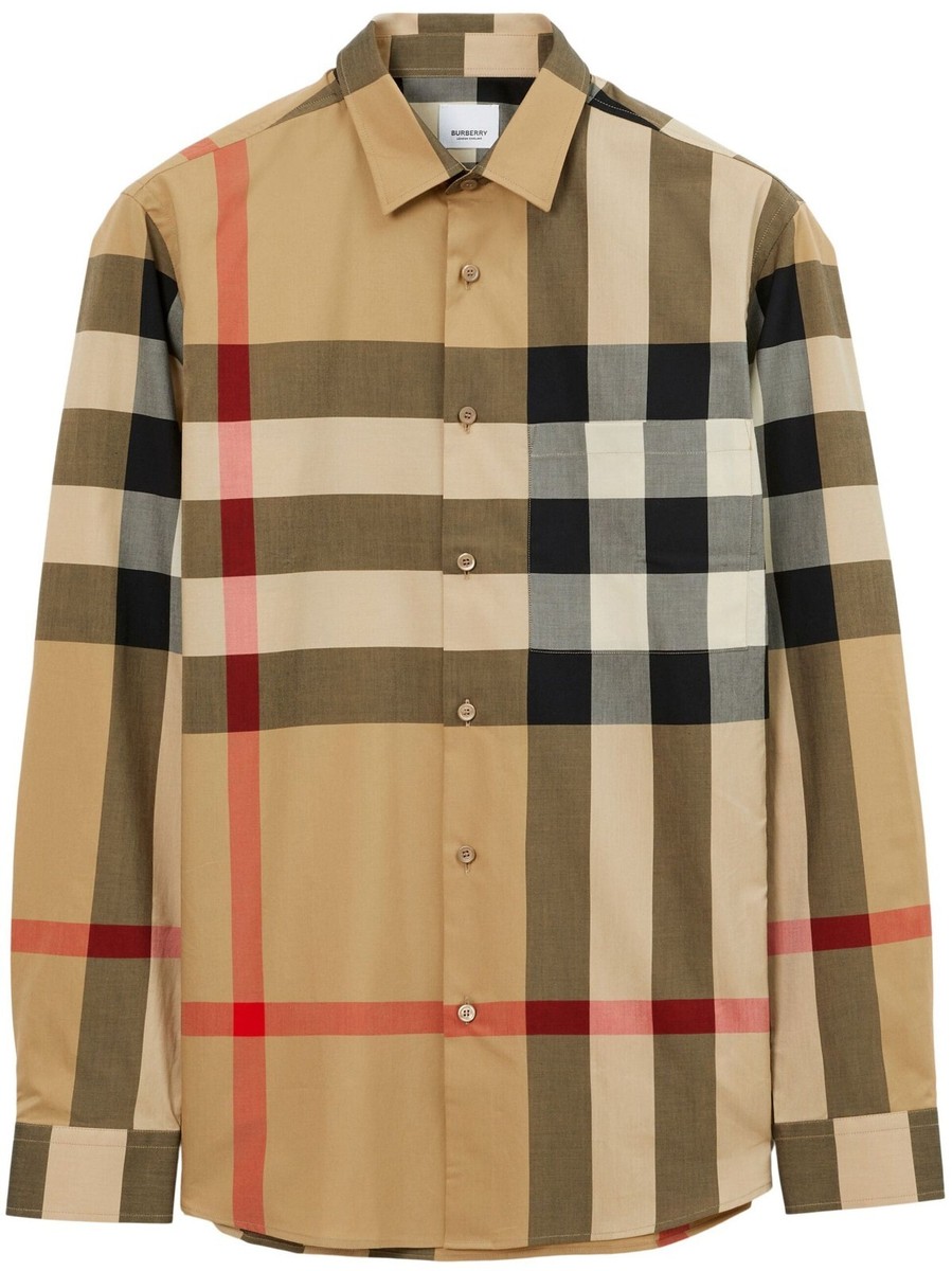 BURBERRY 8071445 CHECKED COTTON SHIRT ARCHIVE BEIGE MEDIUM | eBay