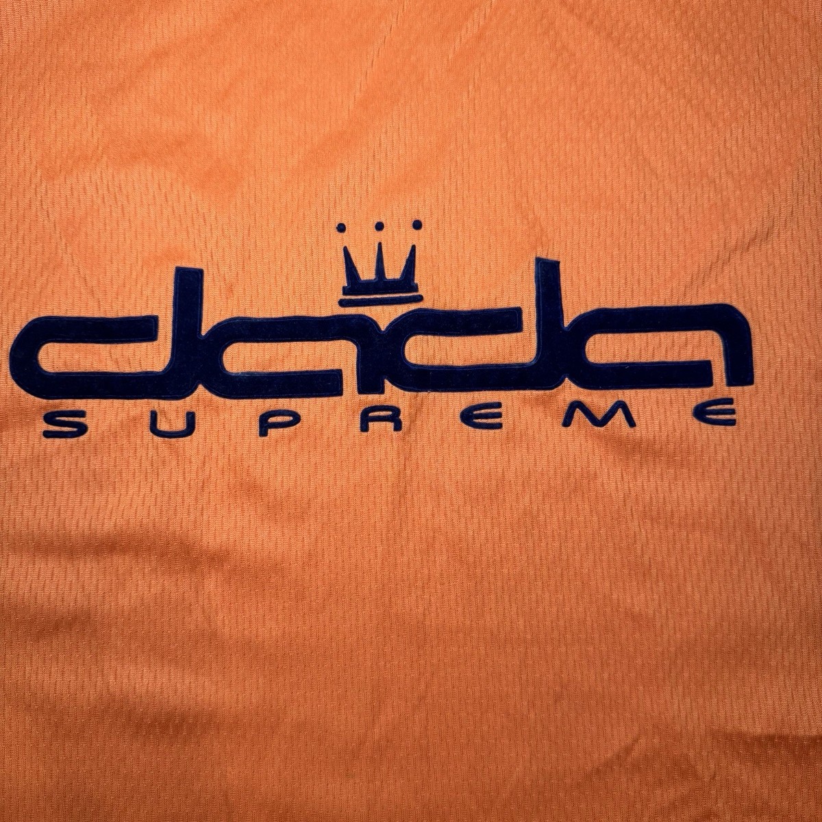 VTG Y2K Dada Supreme Jersey Top Orange Navy Blue Sz 2XL Made in