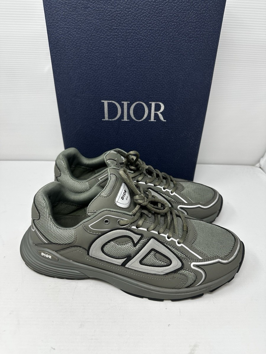 Dior B30 Microfiber Mesh Olive Mens Sneakers with Box