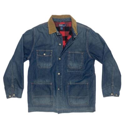 Vintage 80s POLO RALPH LAUREN Denim Jacket Sz. L Flannel Lined