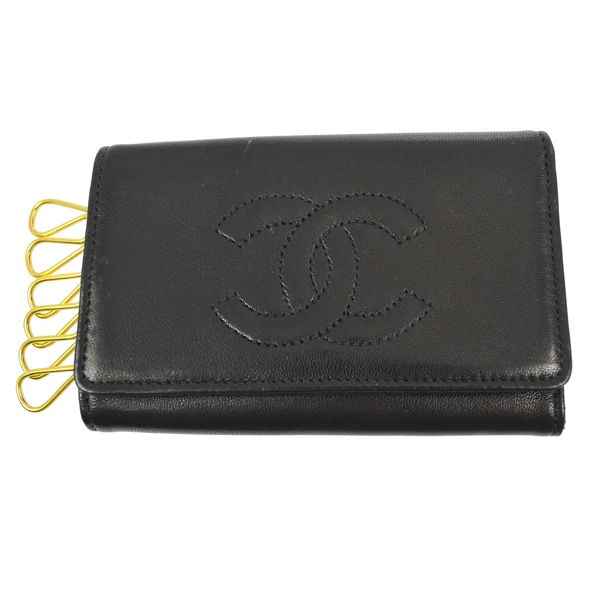 Chanel Key Case Black Lambskin Small Good 112486 | eBay