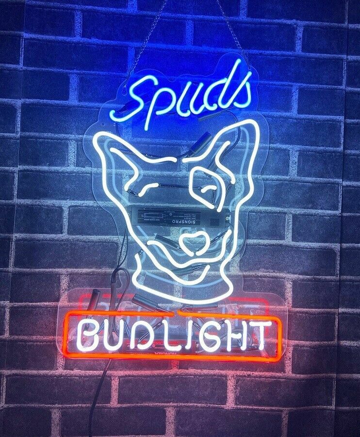 Spuds Mackenzie BVD Light Beer Neon Sign Glass Bar Gift Wall Decor