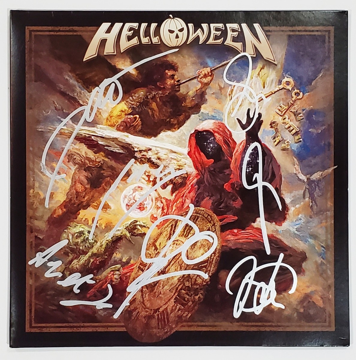 HELLOWEEN BAND SIGNED HELLOWEEN COLOR VINYL LP RECORD ALBUM W/ JSA