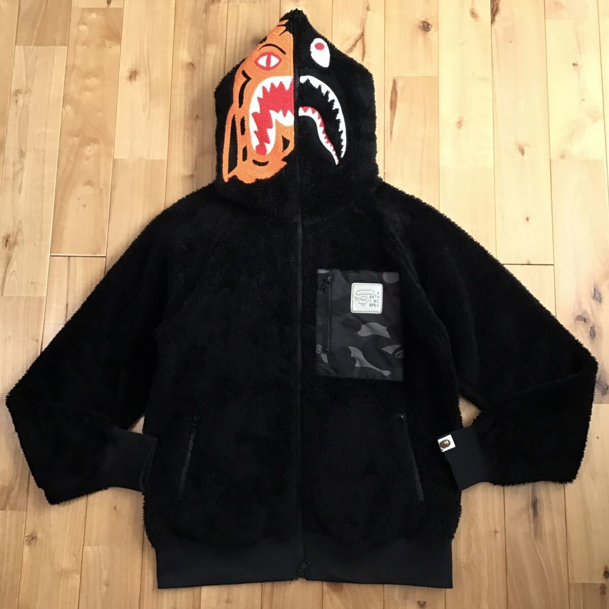 BAPE Boa tiger shark full zip hoodie black A Bathing Ape Size S | eBay