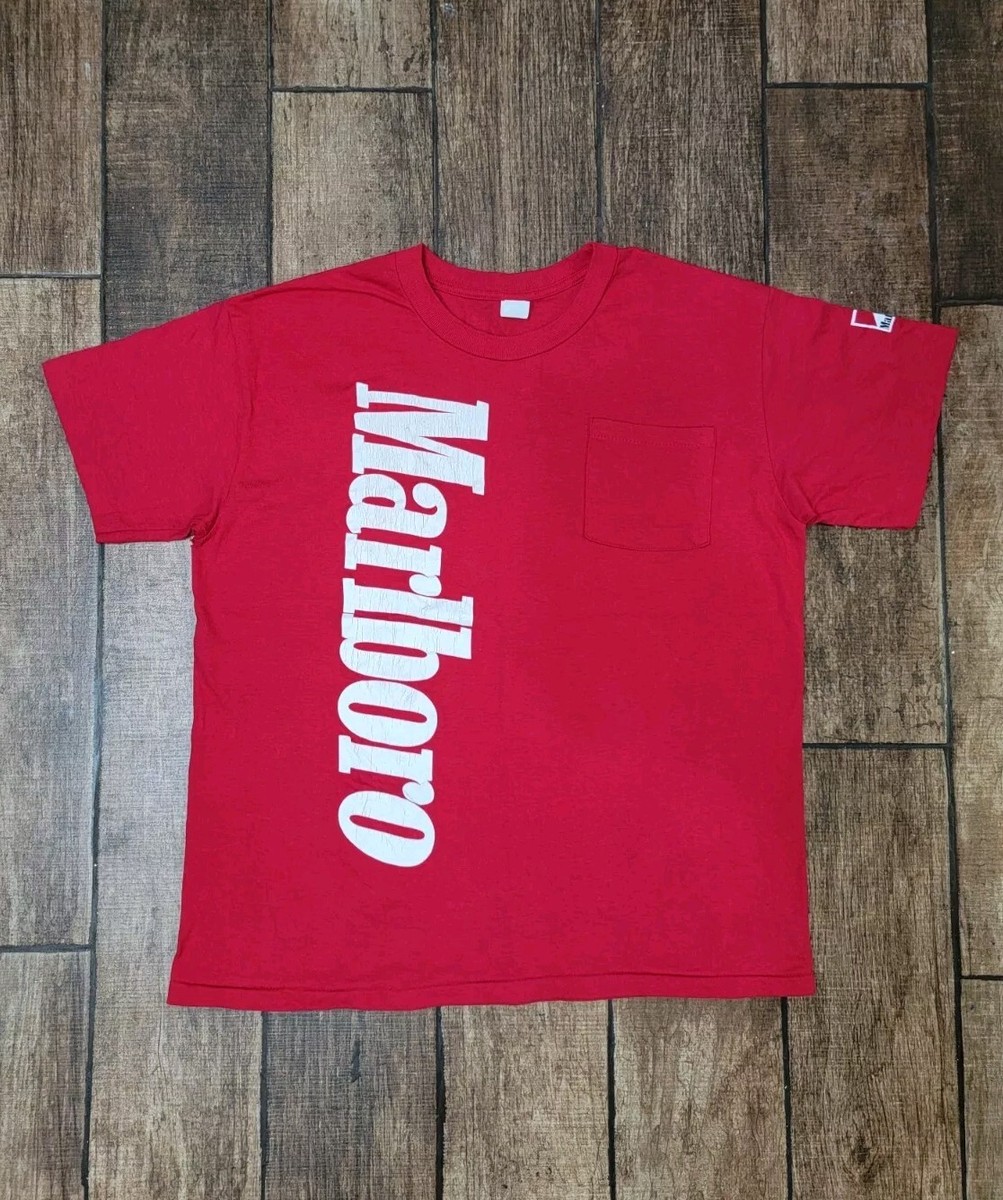VIntage Marlboro TShirt Size L Cigarette Pocket Tee Made InUSA 90s