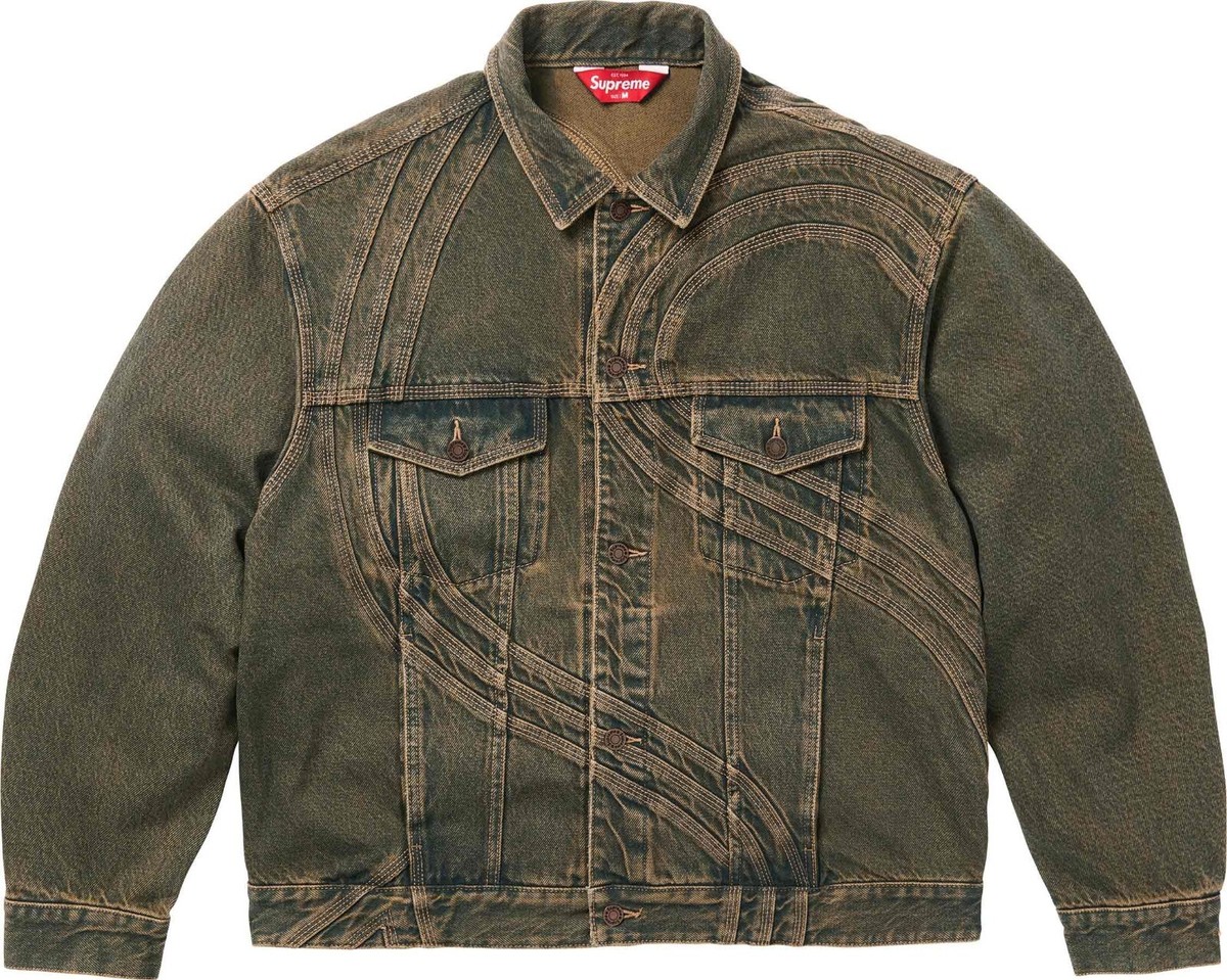 Supreme S Logo Trucker Denim Jacket - XL - Dirty Green - BRAND NEW