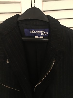 JUNYA WATANABE COMME DES GARCONS Men's Wool Striped Motorcycle