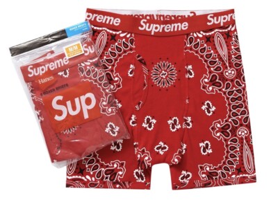 Supreme Hanes Bandana Boxer Briefs Red 2 Pack Men Medium Brand New